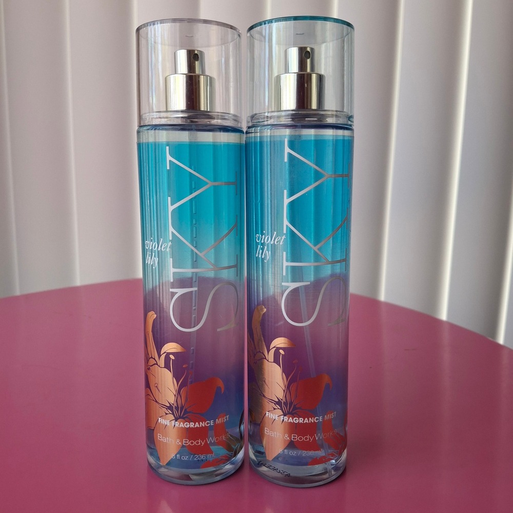 Bath & Body Works VIOLET LILY SKY Fine Fragrance Mist 8 oz Set of 2